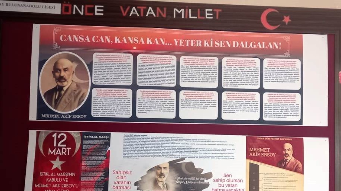 12. Mart İstiklal Marşı'nın Kabulü ve Mehmet Akif Ersoy'u Anma Etkinliği Kapsamında Pano Düzenlemesi Yapıldı